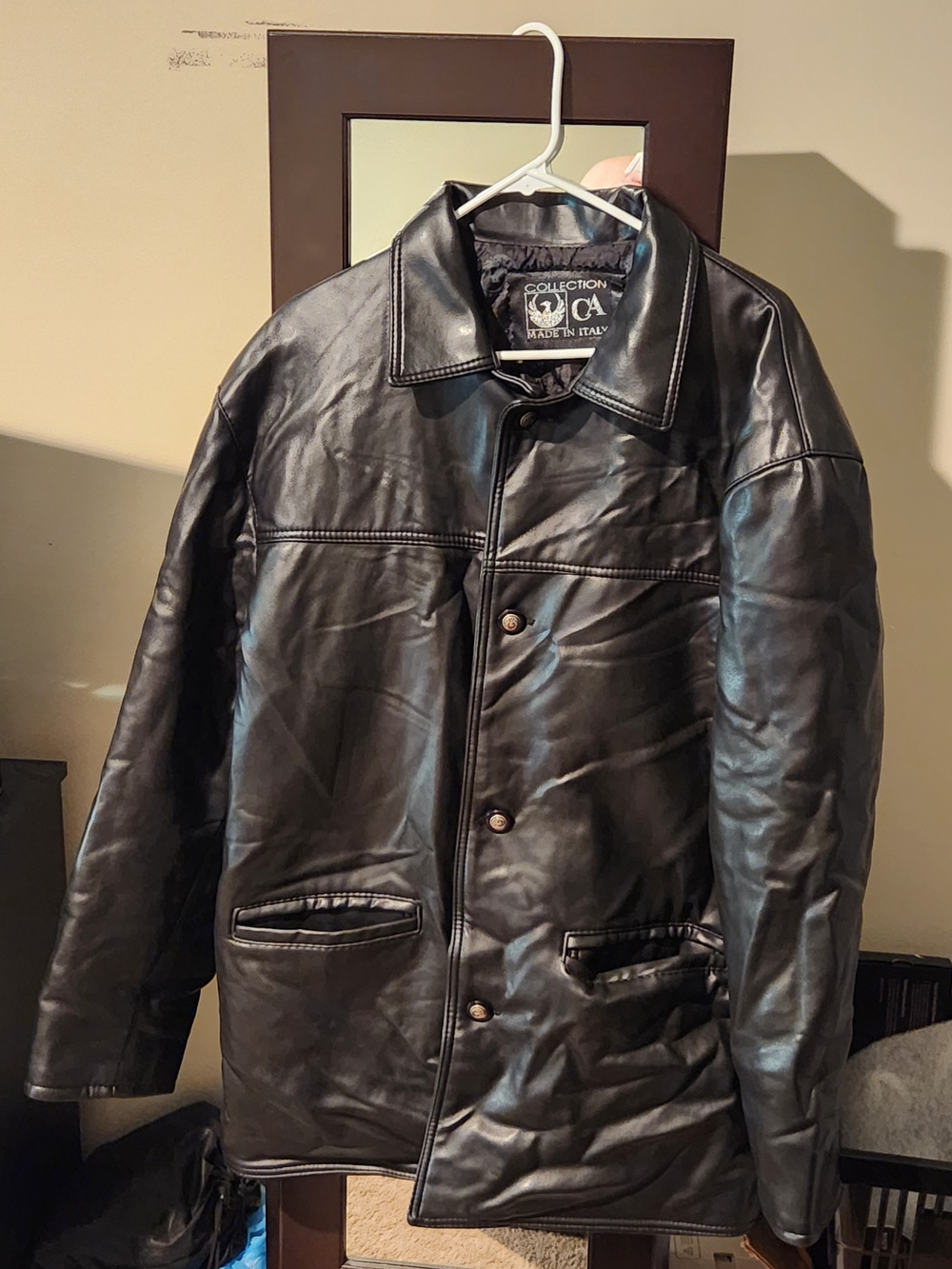 Italian Mens Leather Jacket Size 2XL 50in Chest Made In Italy